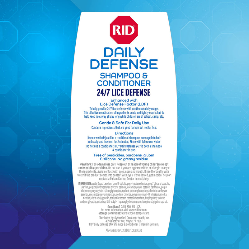 RID Daily Defense Lice Shampoo & Conditioner, Used Daily Provides 24/7 Defense Against Head Lice, 100% Effective, 10.1 Ounce - NewNest Australia