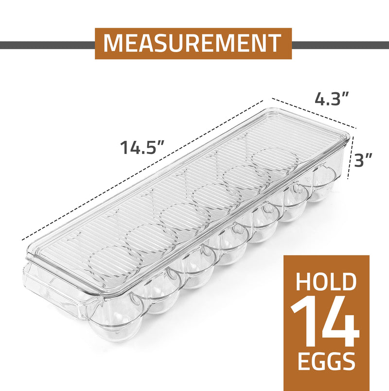 Utopia Home Egg Container For Refrigerator - 14 Egg Container With Lid & Handle, Egg Holder For Refrigerator, Egg Storage & Egg Tray (Pack of 1) - NewNest Australia