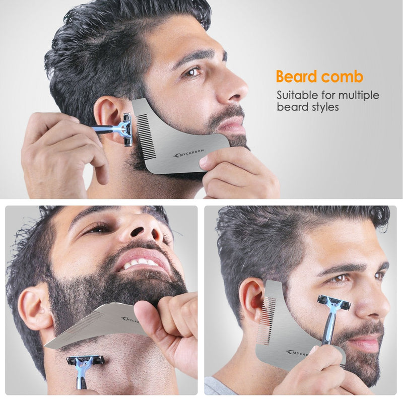 MYCARBON Beard Stencil Beard Care Beard Stencil Beard Shapes for Chin Beard Sideburns Neck | With Beard Comb for Full Beard and 3 Day Beard - NewNest Australia