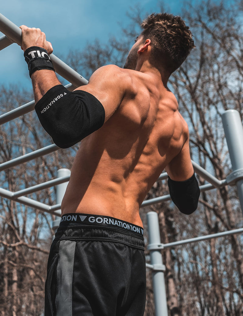 Gornation® Elbow Support | 2X Premium Sleeves (Pair) for Fitness, Bodybuilding & Calisthenics | Unisex for Men & Women | Arm Sleeve for Elbow Compression During Sports (M) M - NewNest Australia