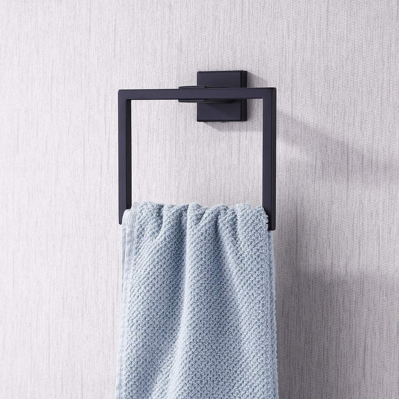KES Bathroom Towel Ring SUS 304 Stainless Steel Shower Towel Hanger Holder Modern Square Style Wall Mount No Drill Matte Black Finish, A2480DG-BK Matt Black - NewNest Australia