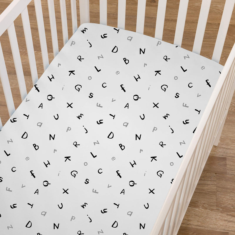 NewNest Australia - American Baby Company Printed 100% Cotton Jersey Knit Fitted Crib Sheet for Standard Crib and Toddler Mattresses, Alphabet, for Boys and Girls Pack of 1 