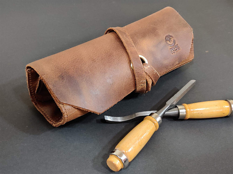Leather Tool Roll Up Pouch - Leather Tool Wrench Roll / Chisel Bag by Rustic Town - NewNest Australia