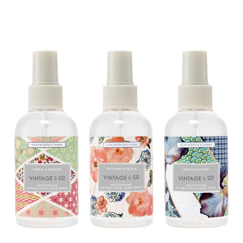 Vintage & Co Beauty Patterns & Petals Moisturising Antibacterial Hand Spray, 150Ml - NewNest Australia