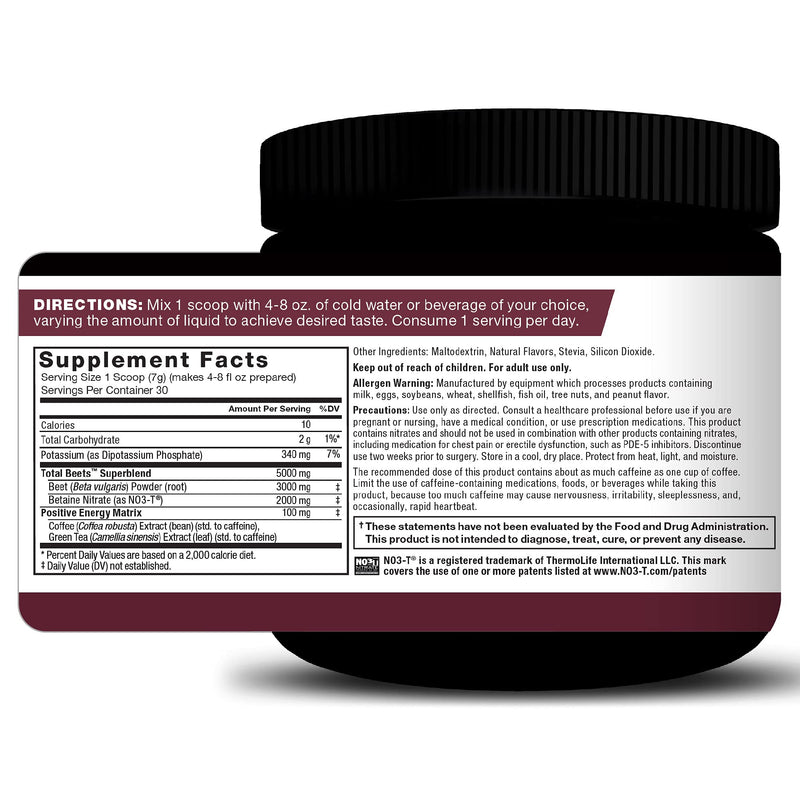 Total Beets Energy Drink Mix, Superfood Beet Root Powder with Nitrates to Boost Energy and Support Circulation, Blood Flow, Nitric Oxide and Stamina, Heart Health Supplement, Force Factor, 30 Servings Energy Powder 30 Servings (1-Pack) - NewNest Australia