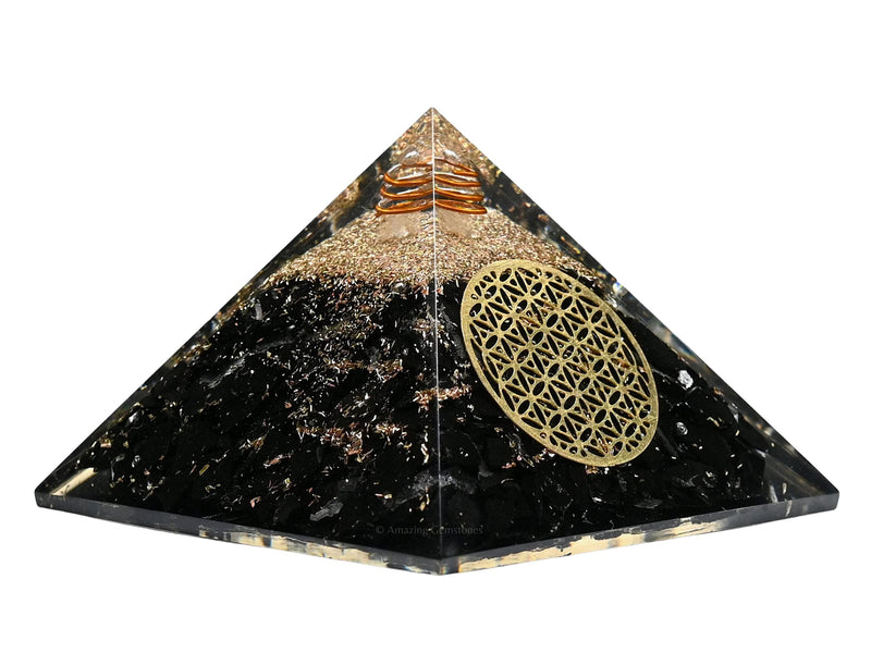 Orgone pyramid with shungite crystal (Flower of Life) Flower Of Life - NewNest Australia