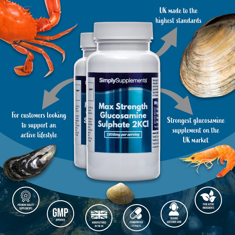 Max Strength Glucosamine Sulfate 2KCI - Maximum Strength - 360 Tablets - 6 Month Supply - SimplySupplements - NewNest Australia