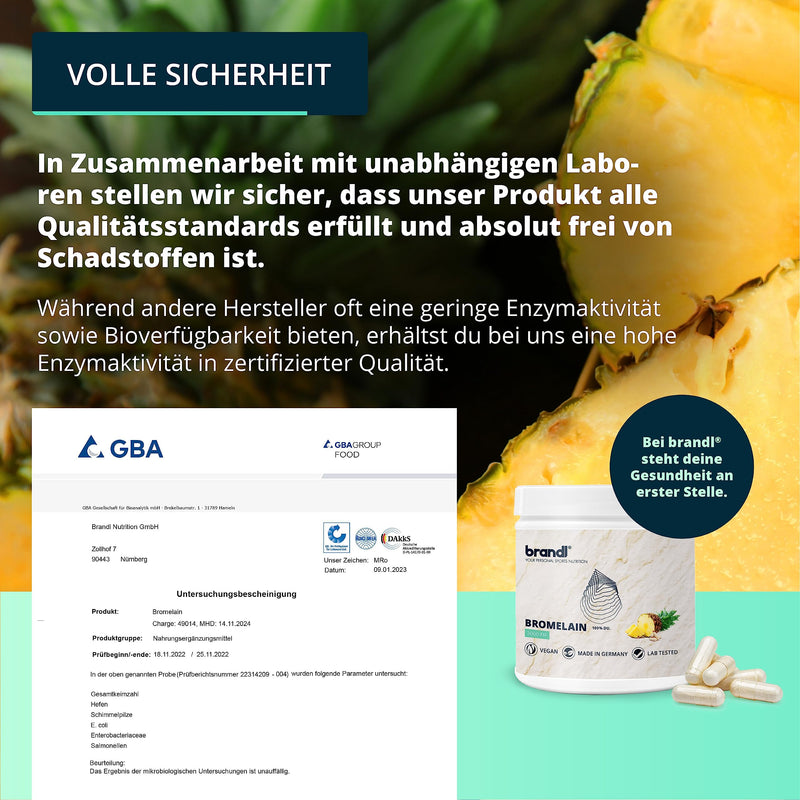 Bromelain High Dose Natural Enzymes From Pineapple By Brandl, 3,000 Fip Per Capsule, Also Ideal For Athletes, Pack Of 60 Bromelain Capsules With 600 Mg Pineapple Enzyme Each - NewNest Australia