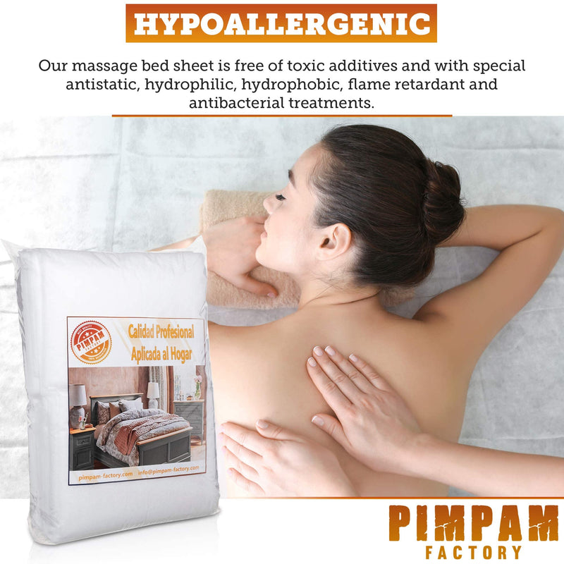 PimPam Factory - Non-Fitted Disposable NWF Massage Couch Sheets 31.4 x 78.4 in - Disposable Table Cover Liquid Repellent - Ideal Beauty Bed Cover for Special Measurements - Made in EU - Pack 10 80x200 - NewNest Australia