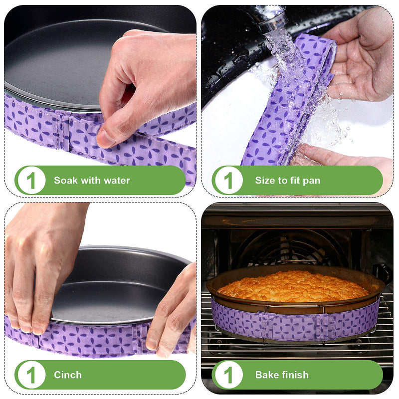 NewNest Australia - 6 Pieces Colorful Bake Even Strip, Cake Pan Strips, Absorbent Thick Cotton Cake Strips, Baking Tray Protection Strap, Baking Warp for Clean Edges Baking 