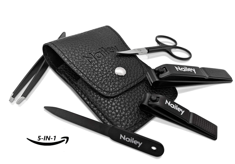 Professional Nail Clipper Set From Nailey For Men And Women Nail Set For Foot Or Fingernails | Nail Care Set In Leather Case | Manicure And Pedicure Set For Men & Women | Nail Cutter | New 2021 Black - NewNest Australia