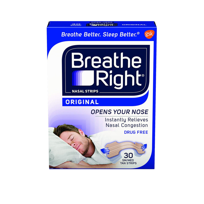 Breathe Right Original Tan Small/Medium Drug-Free Nasal Strips for Nasal Congestion Relief 30 Count (Pack of 2) - NewNest Australia