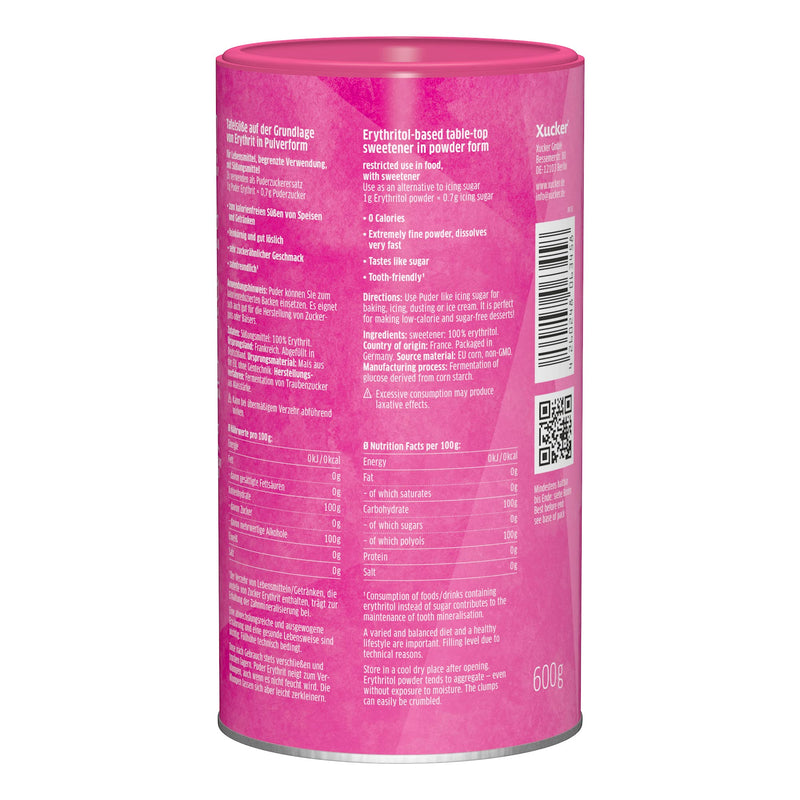 Xucker Puderxucker Erythritol 600G Can - Calorie-Free Sugar Substitute As A Vegan & Tooth-Friendly Powdered Sugar Alternative For Cooking And Baking I Erythritol Sugar-Free - NewNest Australia