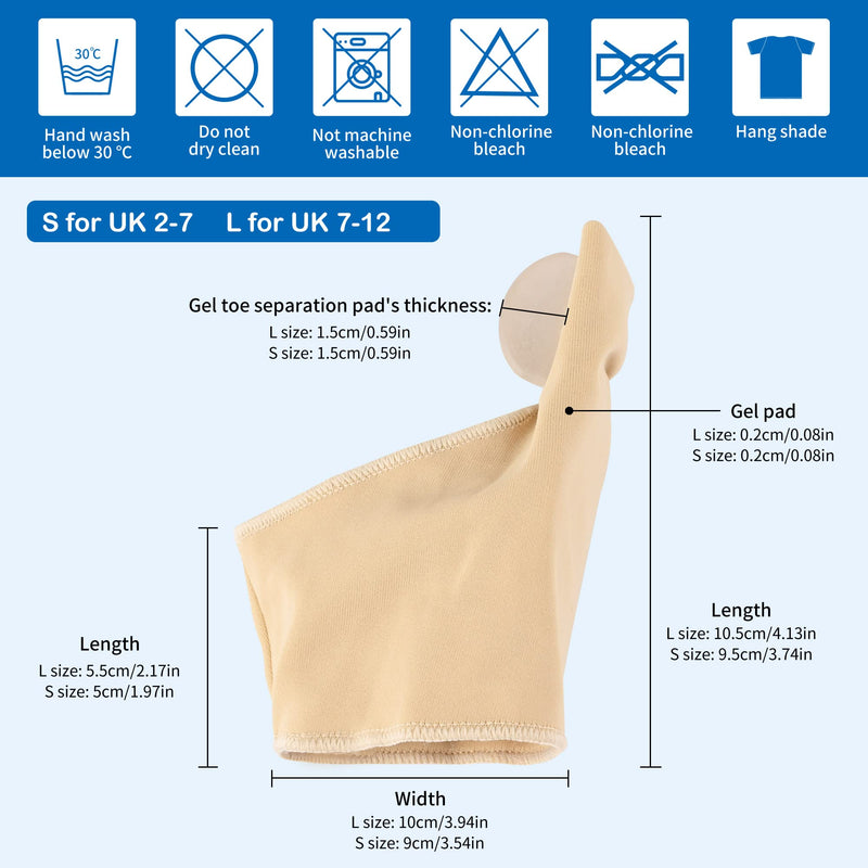 Bunion Corrector Big Toe Separator Bunion Splint Sleeve 1 Pair of Bunion Relief Sleeve with Silicone Bunion Pad Protector,Scientific Correction of Bunion Day and Night Wearable (Beige & Large) L Beige - NewNest Australia