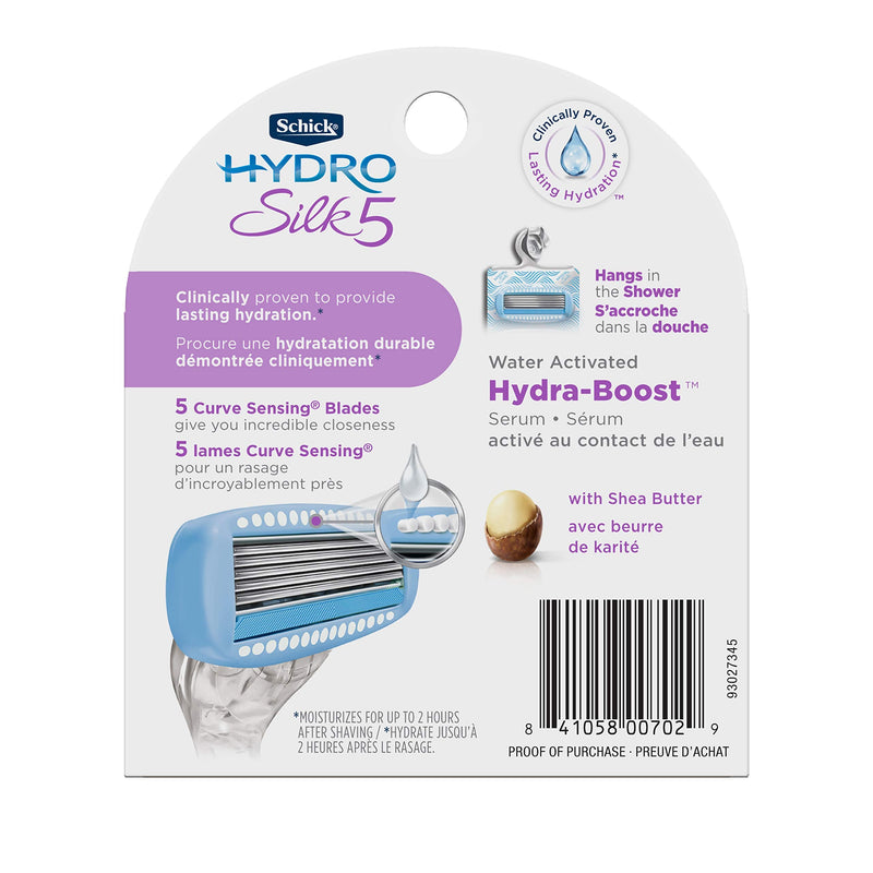 Schick Hydro Silk Moisturizing Razor Blade Refills for Women with Shower Hanger, 4 Count 4 Count (Pack of 1) - NewNest Australia