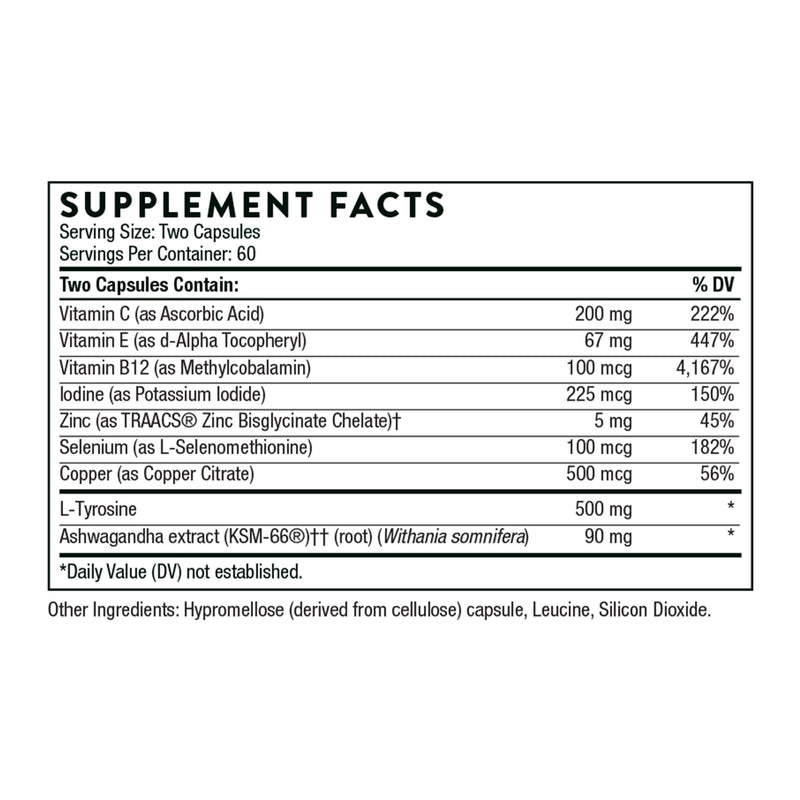 Thorne Thyrocsin - Thyroid Cofactors with Iodine - Supports Healthy Thyroid Function, T4 Hormone Levels, and Peripheral Conversion of T4 to T3 - Gluten-Free, Soy-Free, Dairy-Free - 120 Capsules - NewNest Australia