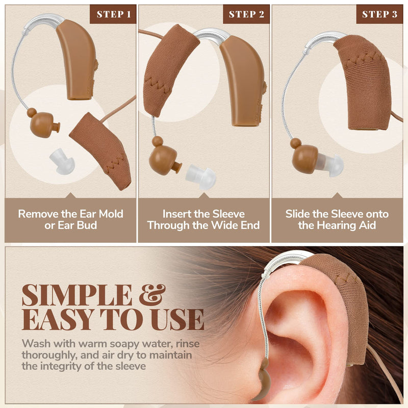 Hearing Aid Protectors and Clip - Corded Fabric Cover with Clasp Protects from Dirt Dust Sweat & Moisture Reduces Wind Noise & Prevents Loss Fits Most (1-Inch, 1.25-Inch, 2-Inch) BTE Devices - NewNest Australia