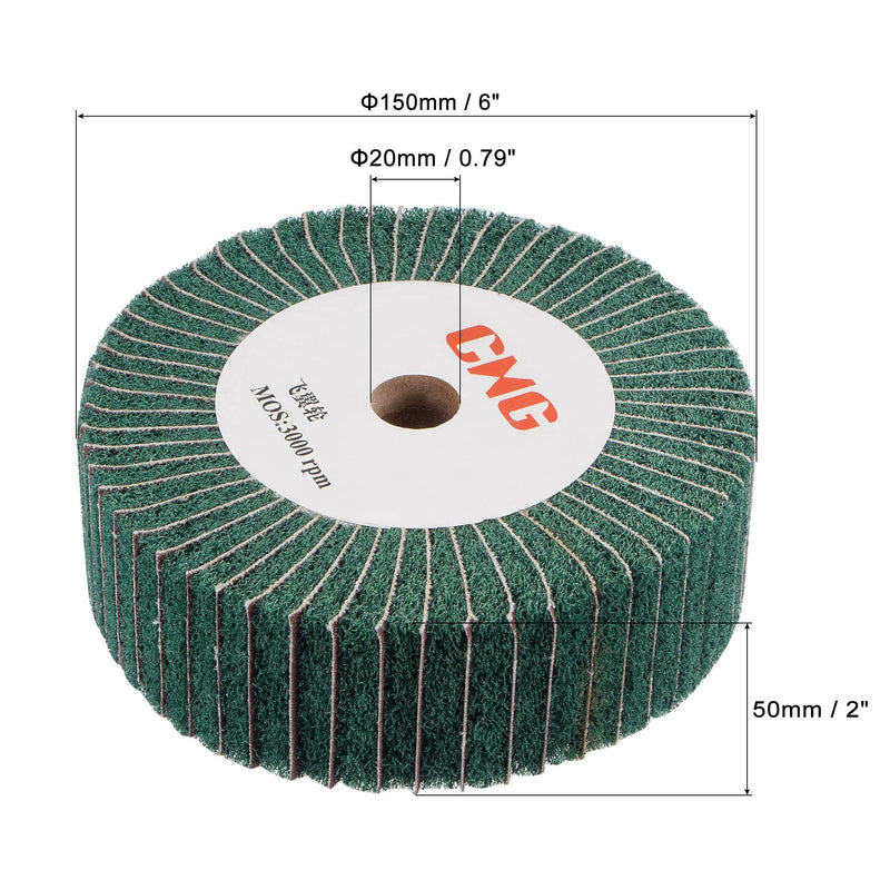 uxcell 150mm x 50mm 240 Grit Non-Woven Polishing Burnishing Wheel Abrasive Cloth Nylon Wire Drawing Flap Wheel for Stainless Steel Metal Green - NewNest Australia