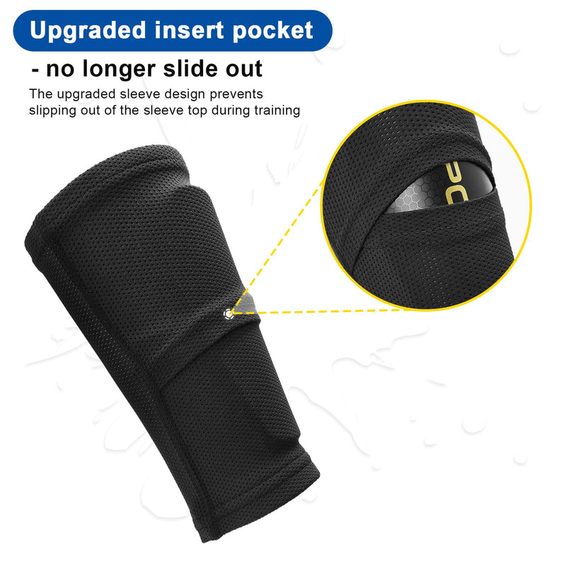Shin Guards Soccer Youth, Shin Guards Kids with Upgraded Non-Slip Pockets Sleeves, Breathable Child Calf Cushioning Protective Gear for 3-15 Years Old Boys Girls Kids Teenagers black Large - NewNest Australia