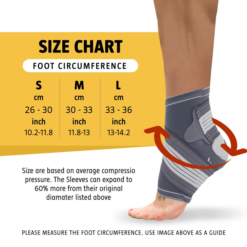 Ankle Support Brace - Adjustable Foot Compression Sleeve Strap Socks | for Arthritis, Achilles Tendonitis, Sprained Heel Lift, Ligament Damage, Arch Supports | Sports Running for Men Women (Medium) M (Pack of 2) - NewNest Australia