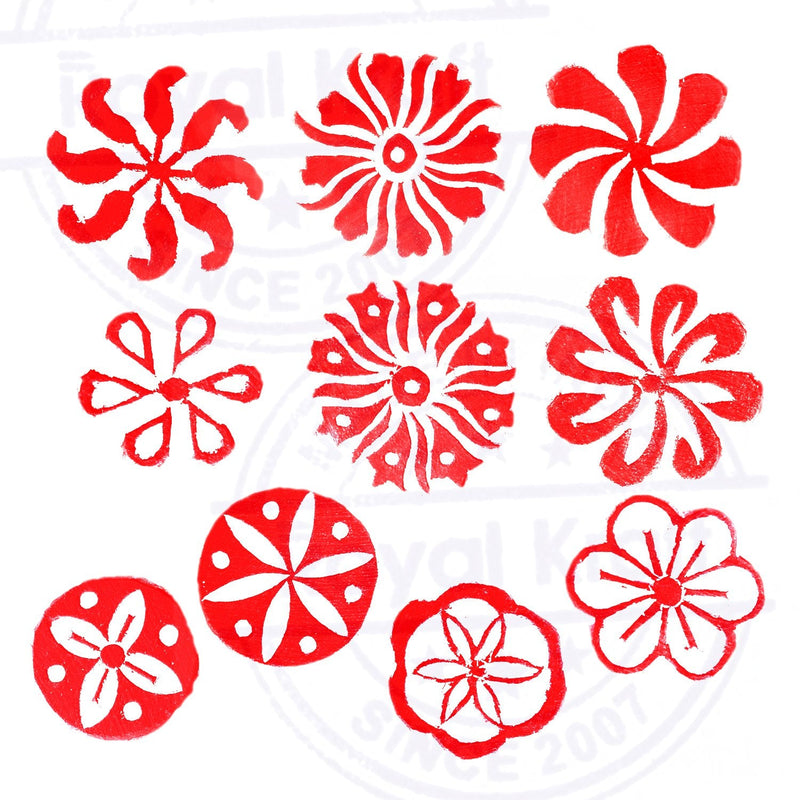 Fabric Wood Stamps Artistic Small Round Design Printing Blocks (Set of 10) Set of 10 Htag2151 - NewNest Australia