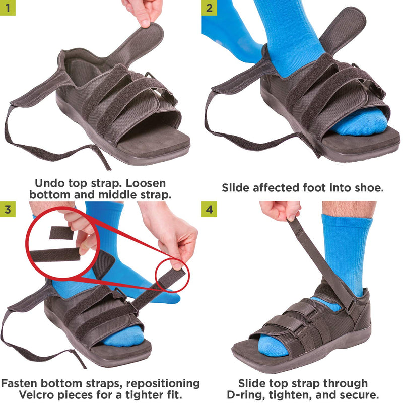 BraceAbility Post-op Shoe for Broken Foot or Toe | Medical/Surgical Walking Boot Cast, Stress Fracture Brace & Orthopedic Sandal with Hard Sole (Small - Female) Small (Pack of 1) - NewNest Australia