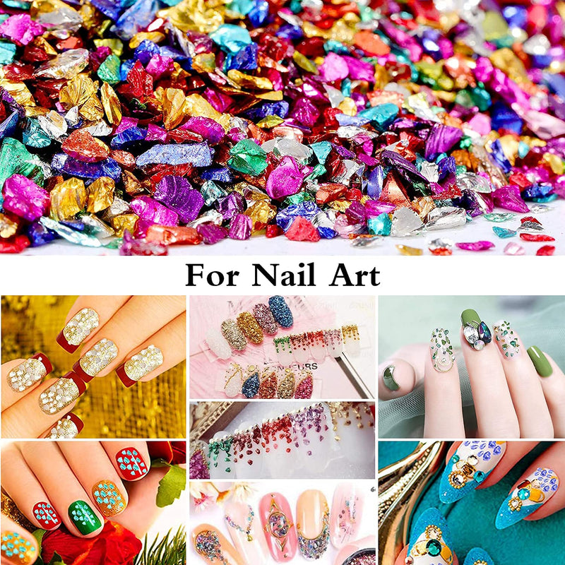 12 Box Crushed Glass Craft Glitter Fine for Resin Art, Small Broken Glass Pieces Irregular Metallic Crystal Chips Chunky Flakes Sequins for Nail Arts DIY Vase Filler Epoxy Jewelry Making Decoration A#GLITTER - NewNest Australia