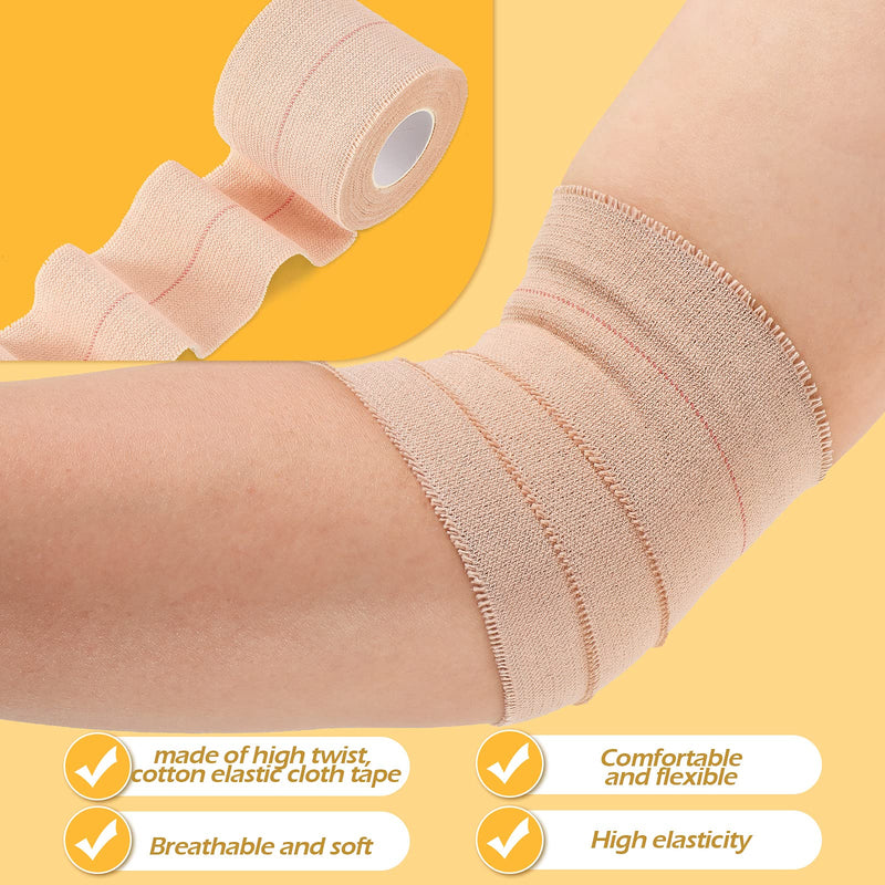 2 Rolls Adhesive Elastic Tape Bandage Tape Wrap Flexible Stretch Bandages for Sports Ankle, Knee and Wrist Sprains (Beige,2 Inch Wide) Beige 15 Foot (Pack of 2) - NewNest Australia