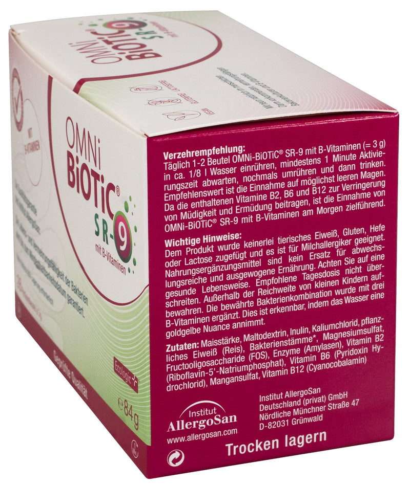 OMNi BiOTiC SR-9 with B vitamins | 28 servings (84g) | 9 bacterial strains | 15 billion germs per daily dose | powder| Vegan | Gluten free | Lactose free | For daily use - NewNest Australia