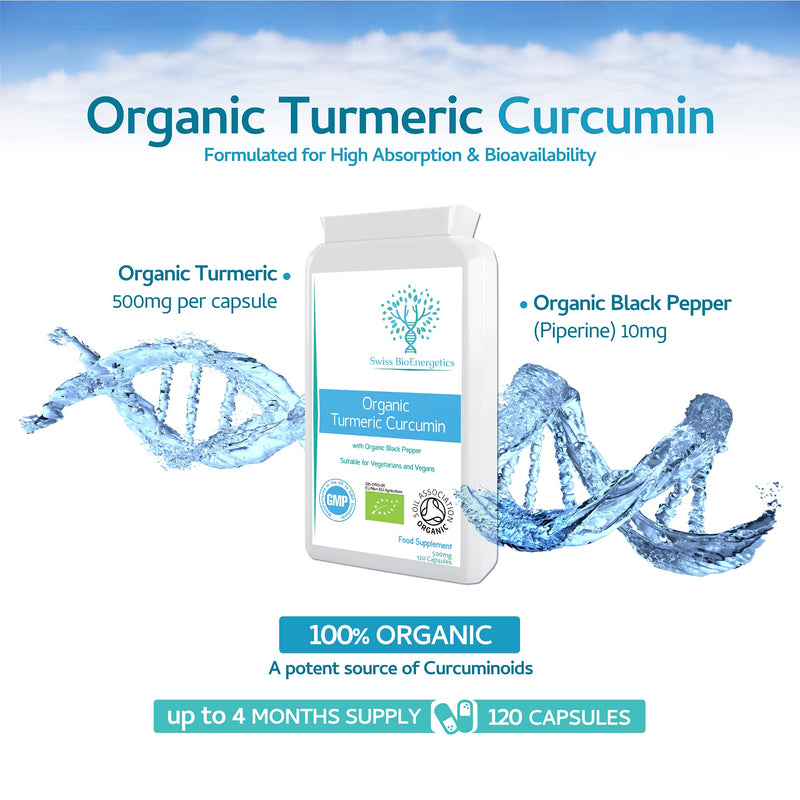 Organic Turmeric Curcumin 1000mg daily dose plus Organic Black Pepper - High Potency - 120 Veg Capsules - UK Manufactured Certified Organic, Non-GMO & Gluten Free - Suitable for Vegetarians and Vegans - NewNest Australia