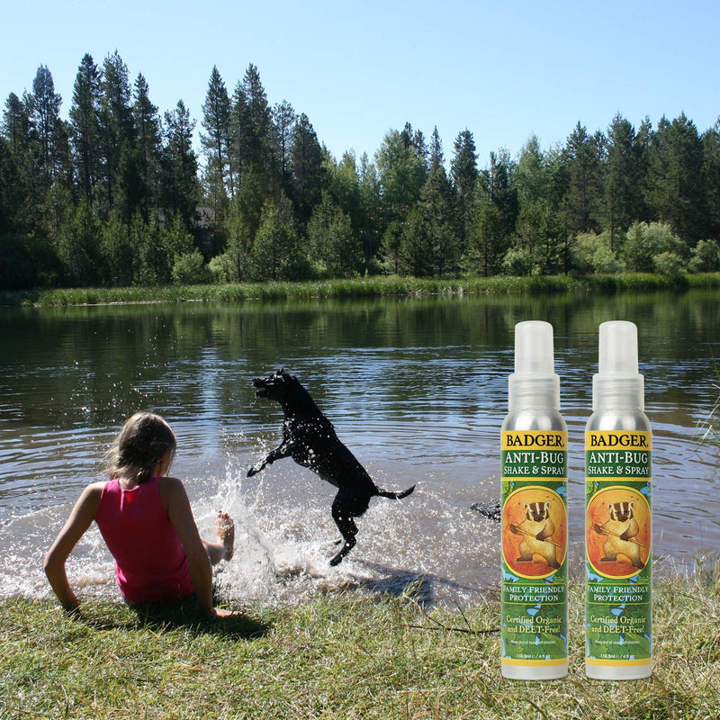 Badger - Anti-Bug Shake & Spray, DEET-Free Natural Bug Spray, Eco-Friendly, Certified Organic Mosquito Spray, Great for Kids, Insect Repellent, 4 Fl Oz (2 Pack) - NewNest Australia