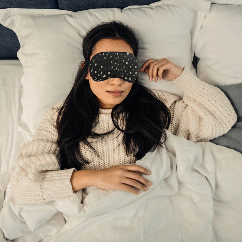 Silk Sleep Mask, Eye Mask for Sleeping, Blindfold Eye Mask, Super Soft Sleep Masks for Women & Men with Adjustable Straps, Sleeping Mask, Blackout Sleep Mask – Black Stars - NewNest Australia