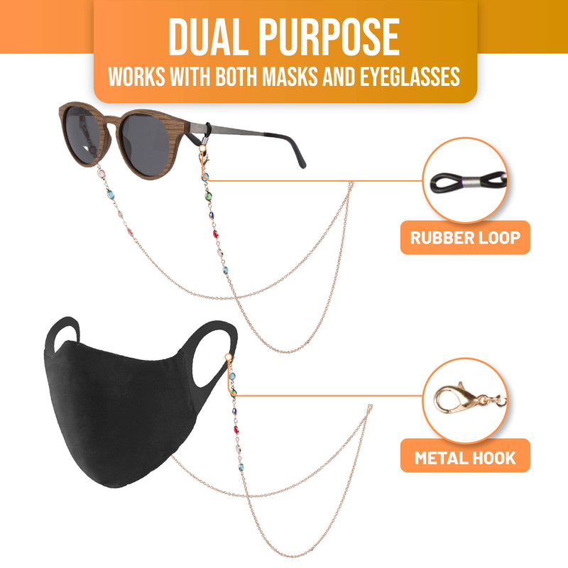 Face Mask Chains (3 Pack) - Gold and Silver Lanyard Chains for Masks - Mask Holder Chain for Women and Kids - Dual Purpose Use as Eyeglass Strap - 3 Pack - NewNest Australia