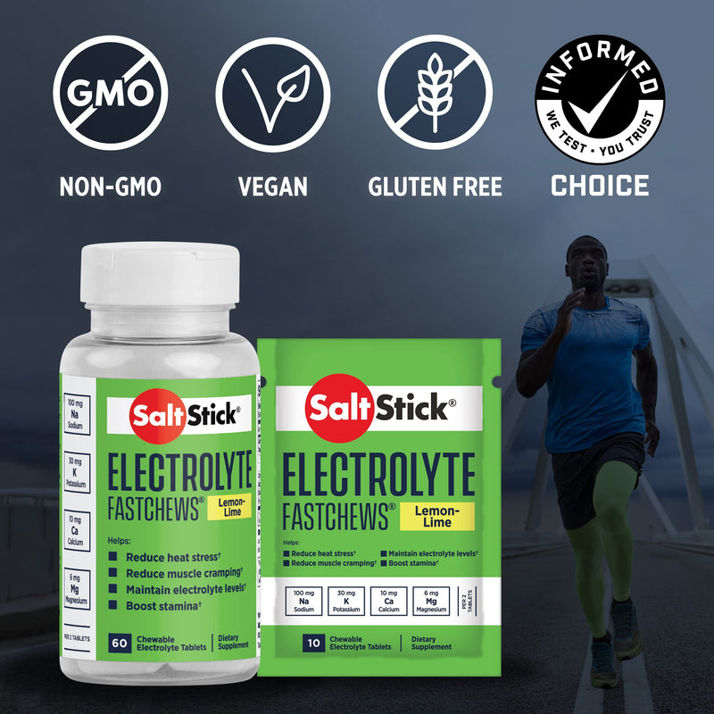 Saltstick Fastchews Lemon 60 Electrolyte Chewable Tablets With Salt, Minerals (Sodium, Potassium, Calcium, Magnesium) And Carbohydrates, 99 G Bottlell03-2060 0 - NewNest Australia