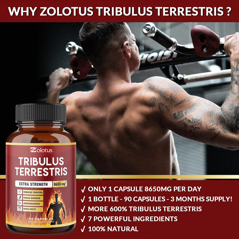 Tribulus Terrestris, 8650mg Per Capsule, Highest Potency with Ashwagndha, Panax Ginseng, Saw Palmetto, Maca, Shilajit. Boost Energy, Mood, Stamina & Performance, for Men & Women, 3 Months Supply. - NewNest Australia