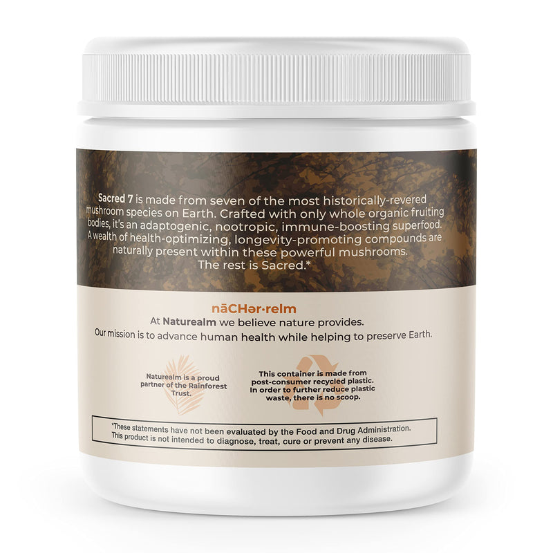 Sacred 7 Mushroom Extract Powder - USDA Organic - Lion's Mane, Reishi, Cordyceps, Maitake, Shiitake, Turkey Tail, Chaga - Supplement - Add to Coffee/Tea/Smoothies - Whole Mushrooms - No fillers 2 Ounce (Pack of 1) - NewNest Australia