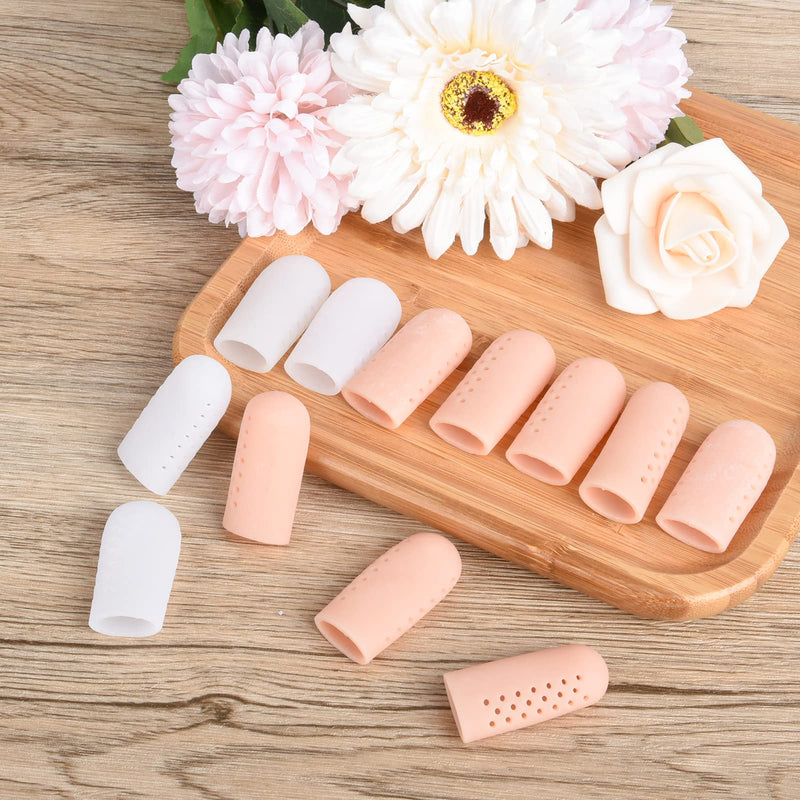 RosewineC 12pcs Gel Finger Cots Silicone Finger Protectors, Breathable Finger Sleeves Finger Bandages, Finger Covers with Hole for Hand Eczema, Finger Cracking or Arthritis, 2 Colors - NewNest Australia