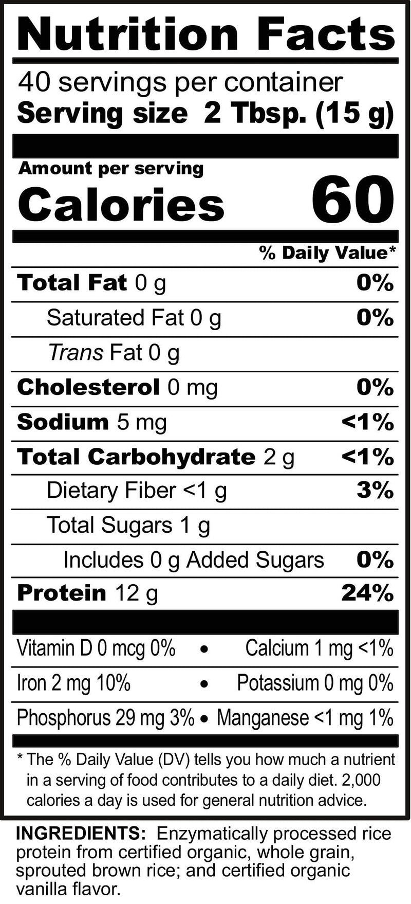 NutriBiotic Certified Organic Rice Protein Vanilla, 1 Lb. 5 Oz | Low Carbohydrate Vegan Protein Powder | Raw, Certified Kosher & Keto Friendly | Made without Chemicals, GMOs & Gluten | Easy to Digest - NewNest Australia
