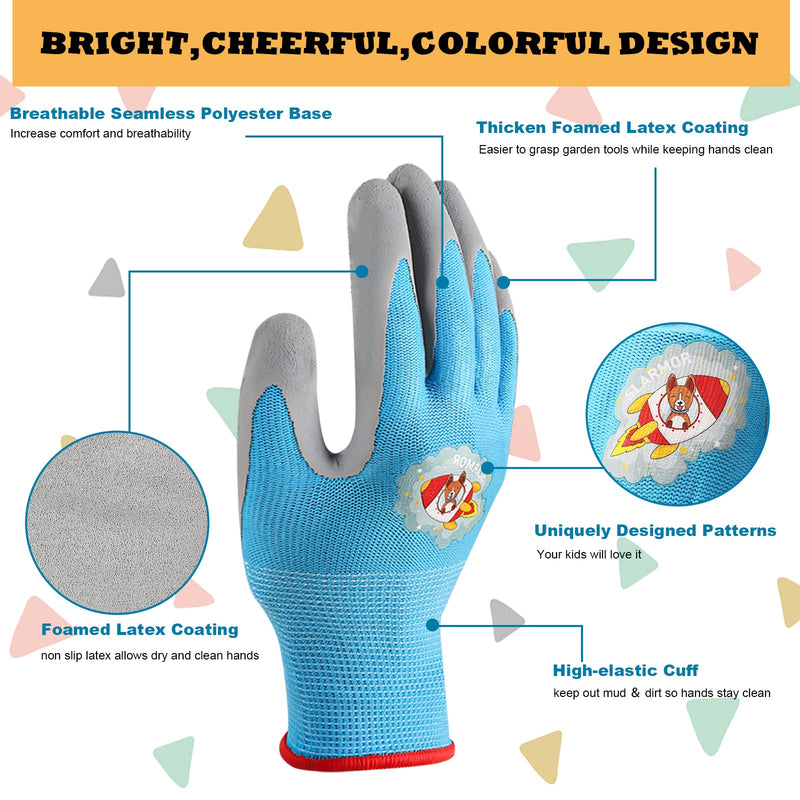 3 Pairs Kids-Gardening-Gloves for Age 3-12, 1 Pair Arm-Sleeves, Garden Yard Work-Gloves for Children Toddlers Boys & Girls XXS Age 5-7 - NewNest Australia
