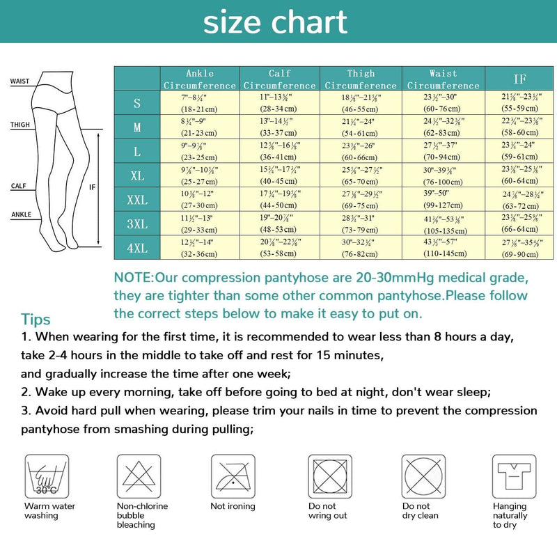 Medical Compression Pantyhose Stockings for Women Men - Plus Size Opaque Support 20-30mmHg Firm Graduated Hose Tights Closed Toe Beige Small (1 Pair) - NewNest Australia