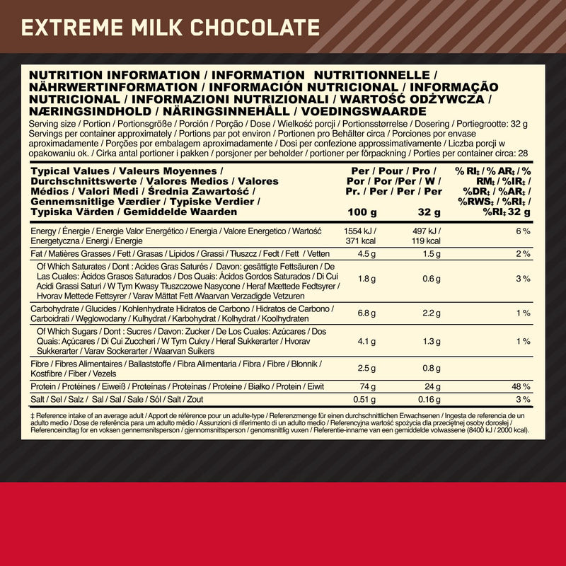 Optimum Nutrition Gold Standard Whey Protein Powder Muscle Building Supplements With Glutamine And Amino Acids, Extreme Milk Chocolate, 28 Servings, 900G, Packaging May Vary - NewNest Australia