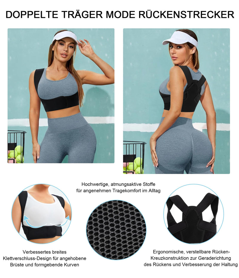 Junlan Back Straightener Posture Correction Back Women And Men Shoulder Strap Posture Trainer Posture Corrector Adjustable Back Support For Neck, Shoulder And Back (Black, Xl-2Xl) Black Xl-2Xl - NewNest Australia