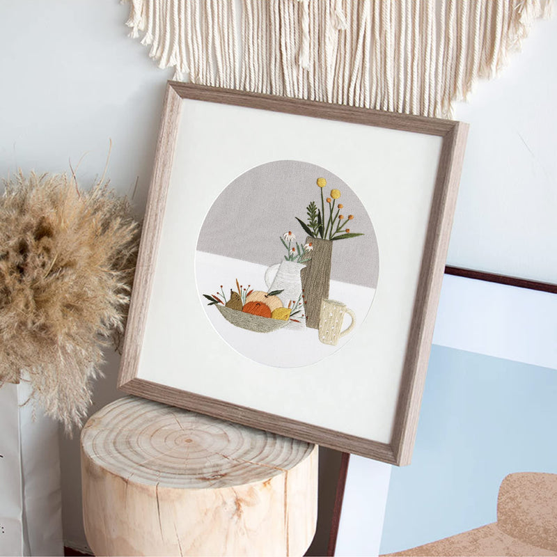 4 Embroidery kit Vase Pattern Stitching Embroidered Cloth Embroidery Starter kit light color - NewNest Australia