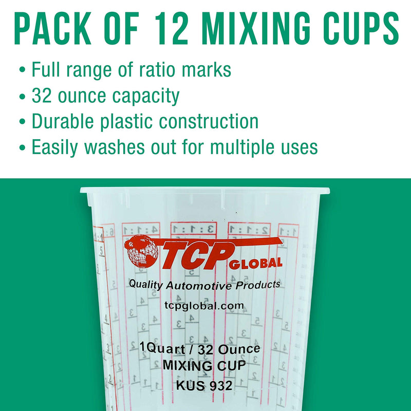 Custom Shop Pack of 12 Each 32 Ounce Paint Mix Cups with calibrated Mixing ratios on Side Epoxy Resinof Cup Cups - Pack of 12 - NewNest Australia