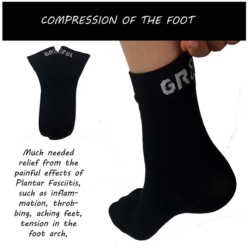 gr8ful® Compression Socks for Plantar Fasciitis + Achilles Tendonitis | Short, Ankle | Sport, Running or Everyday | Arch & Foot Support, Treatment of Pain, Aid Recovery | 1 Pair, Men/Women, Black L/XL L/XL (Pack of 1) - NewNest Australia
