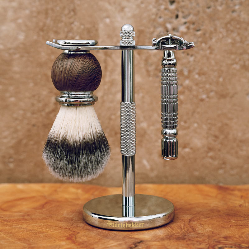 Störtebekker® Premium shaving stand made of stainless steel in silver - suitable for safety razors and shaving brushes - high-quality accessories for your bathroom - non-slip base - gift idea for men - NewNest Australia