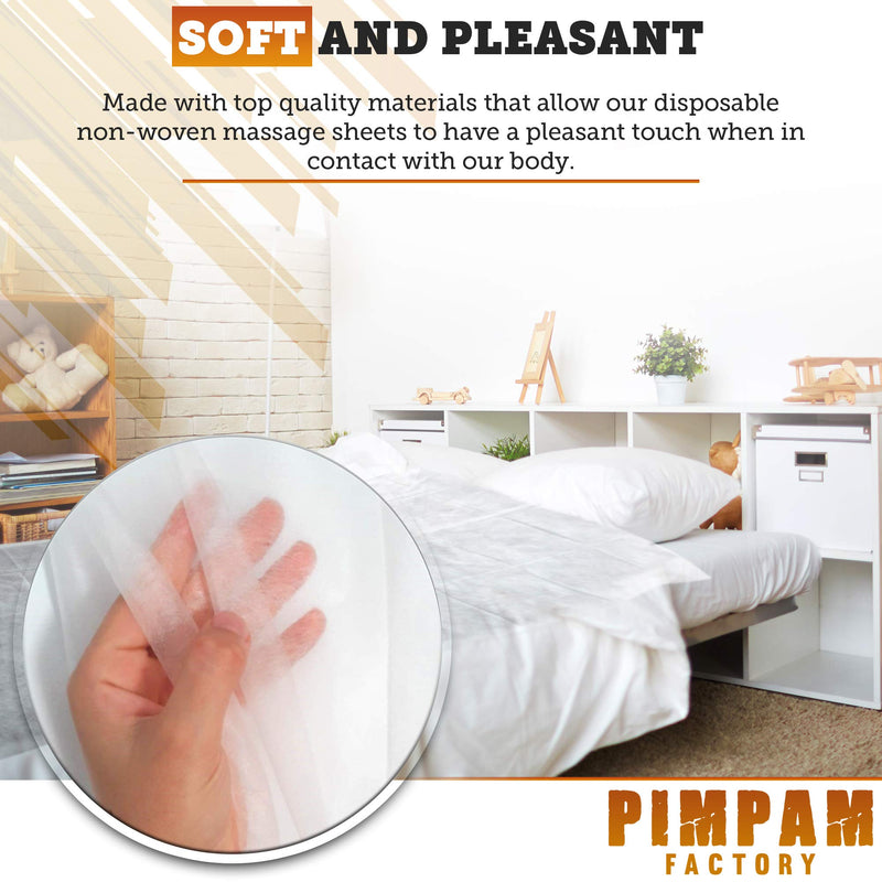 PimPam Factory - Non-Fitted Disposable NWF Massage Couch Sheets 31.4 x 78.4 in - Disposable Table Cover Liquid Repellent - Ideal Beauty Bed Cover for Special Measurements - Made in EU - Pack 10 80x200 - NewNest Australia