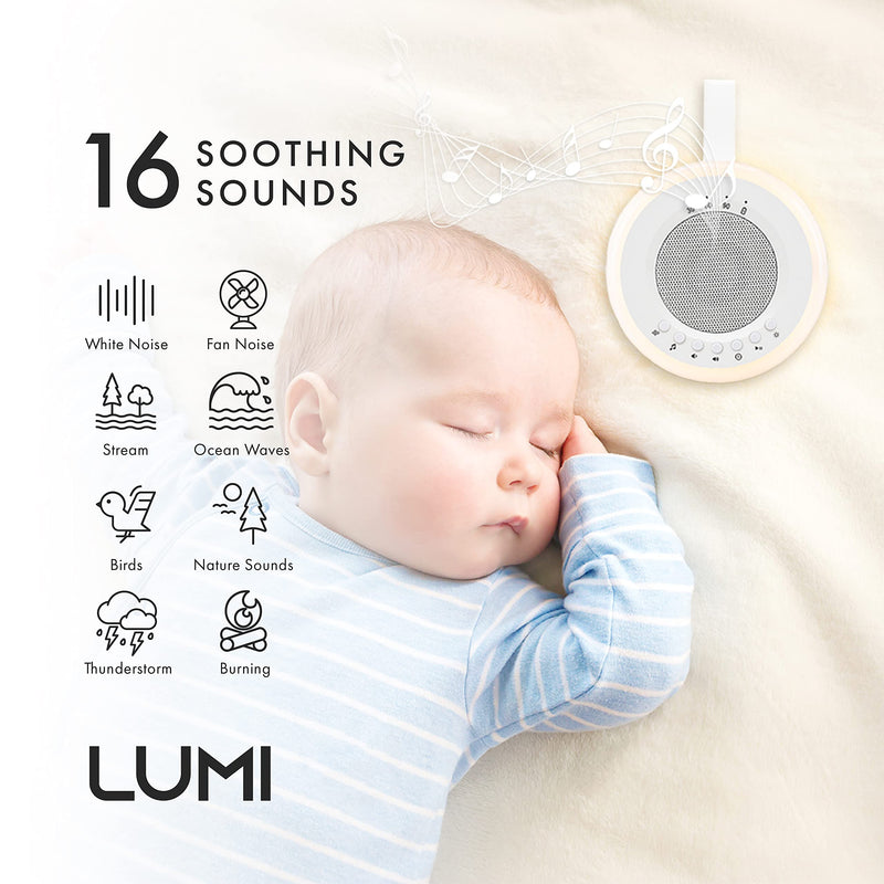 LUMI | Portable White Noise Machine | White Noise Machine Baby | Baby Sleep Aid | 16 Sounds | 3 Light Levels | Sleep Aid for Adults, Kids & Babies | Rechargeable - NewNest Australia