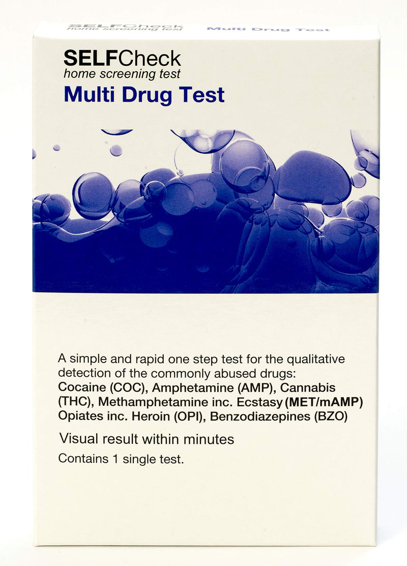 SELFCheck Multi Drug Test - 6 in 1 Cocaine, Amphetamine, Cannabis, Methamphetamine incl. Ecstasy and Opiates incl. Heroin, Benzodiazepines, Freephone Customer Help Line - NewNest Australia