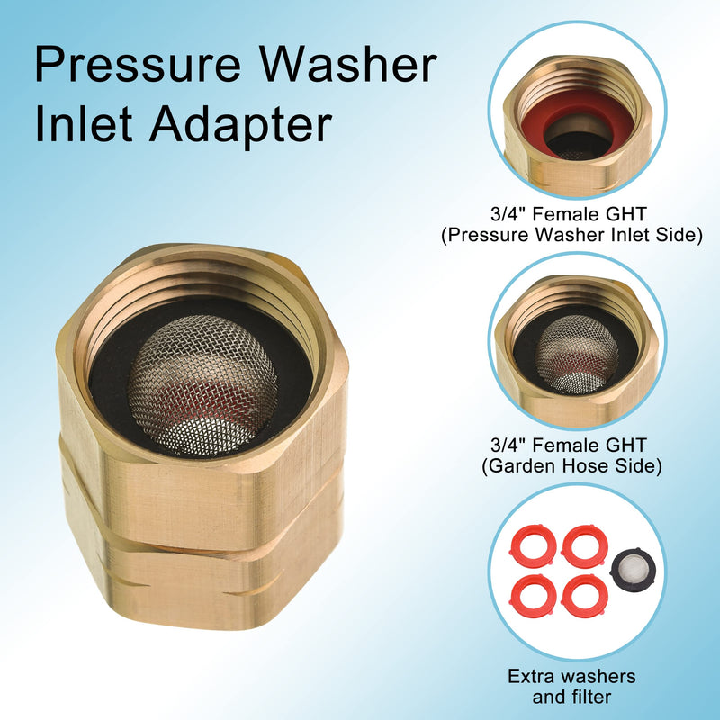 M MINGLE Garden Hose Adapter, Female to Female, 3/4 Inch Heavy Duty Brass Connect Fittings with Dual Swivel, Pressure Washer to Garden Hose Connector, 2-Pack with Extra 4 Washers and 1 Filter - NewNest Australia